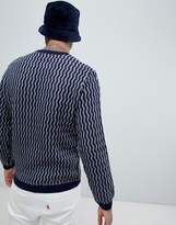 Thumbnail for your product : ASOS Design DESIGN knitted sweater with textured pattern in navy