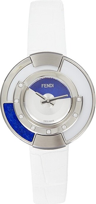 【FENDI】FENDIMANIA BAGUETTE WATCH Fendi Fendimania Baguette Pearl Dial Monogram Satin Watch