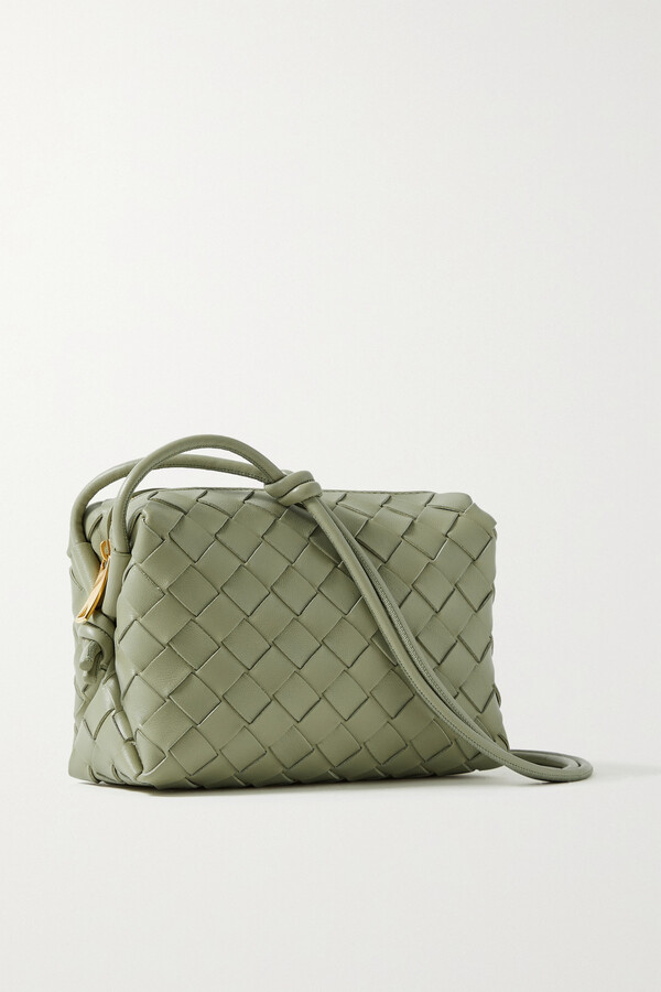 Bottega Veneta Loop Mini Intrecciato Leather Shoulder Bag - Green