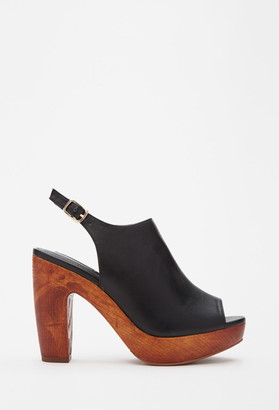 Forever 21 Faux Leather Peep Toe Platforms