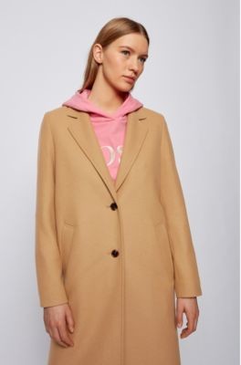 Boss Button-through formal coat in a virgin-wool blend