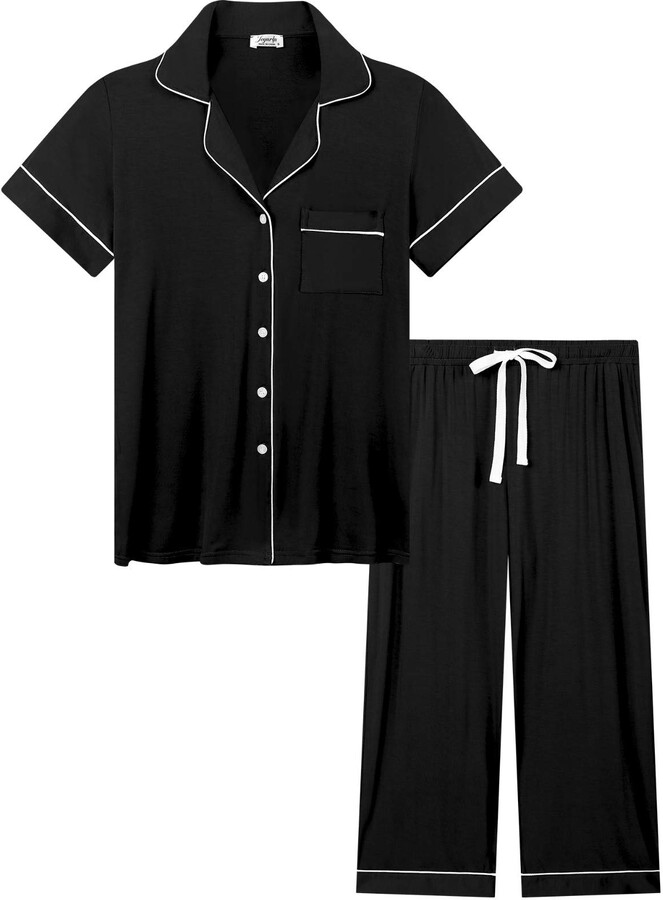 Amorbella Women Pajama Set Short Sleeve Button Up Pyjamas Bamboo Pjs