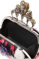 Thumbnail for your product : Alexander McQueen Knuckle Floral-appliquéd Satin Clutch - Pink