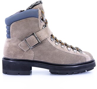 Santoni Suede Lace-Up Winter Hiker Boots