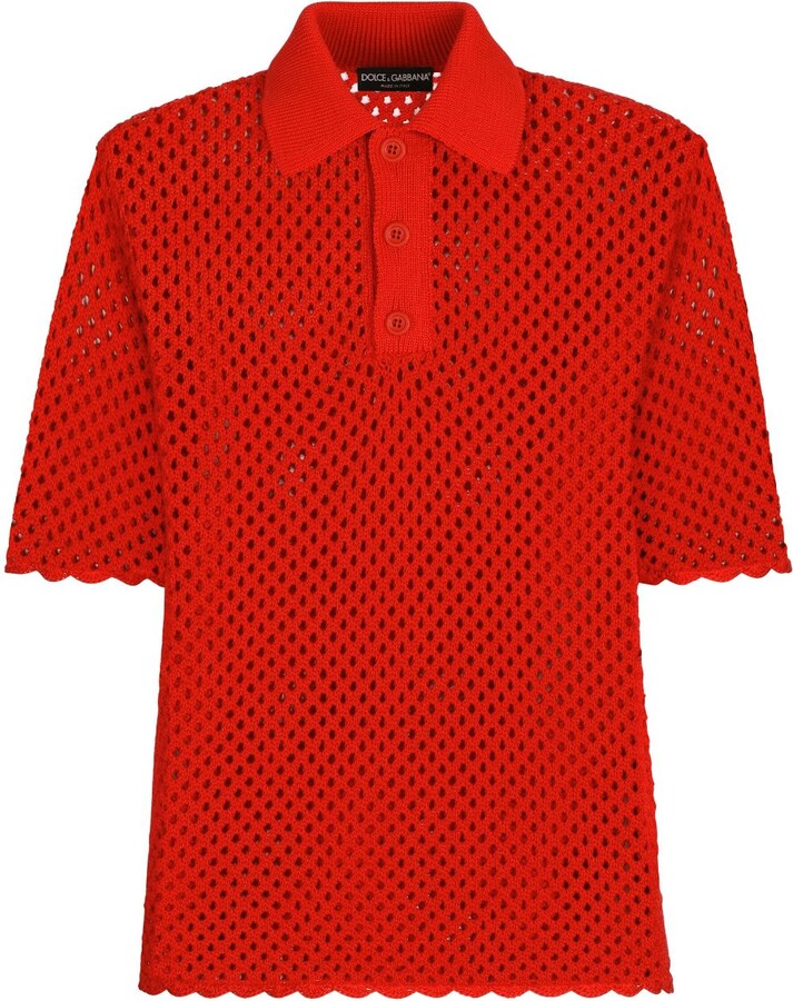 Dolce & Gabbana CrochetKnit Polo Shirt ShopStyle