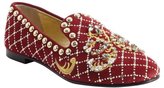 Thumbnail for your product : Giuseppe Zanotti red suede jewel and brass studded flats