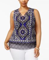 Thumbnail for your product : INC International Concepts Plus Size Printed Cutout-Back Top, Created for Macy's
