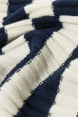 J.Crew Striped Ribbed Cashmere Scarf - Storm blue