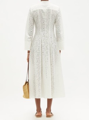 Three Graces London Connie Broderie-anglaise Midi Shirt Dress - White