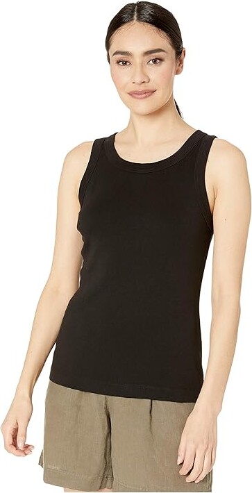 Michael Stars Paloma 1x1 Cotton Wide Binding Tank Top Women's Clothing Black (US 0-12) Jersey/Cotton