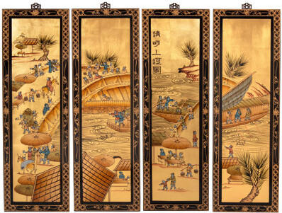 Oriental Furniture Ching Ming 36" H x 12" W 4 - Piece Wall Décor