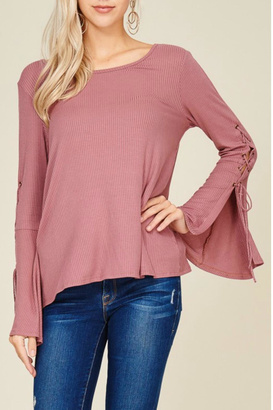 Papermoon Lace Up Bell Sleeve Top