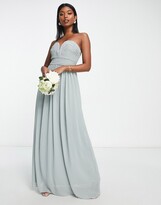 Thumbnail for your product : TFNC Bridesmaid bandeau maxi dress in sage green