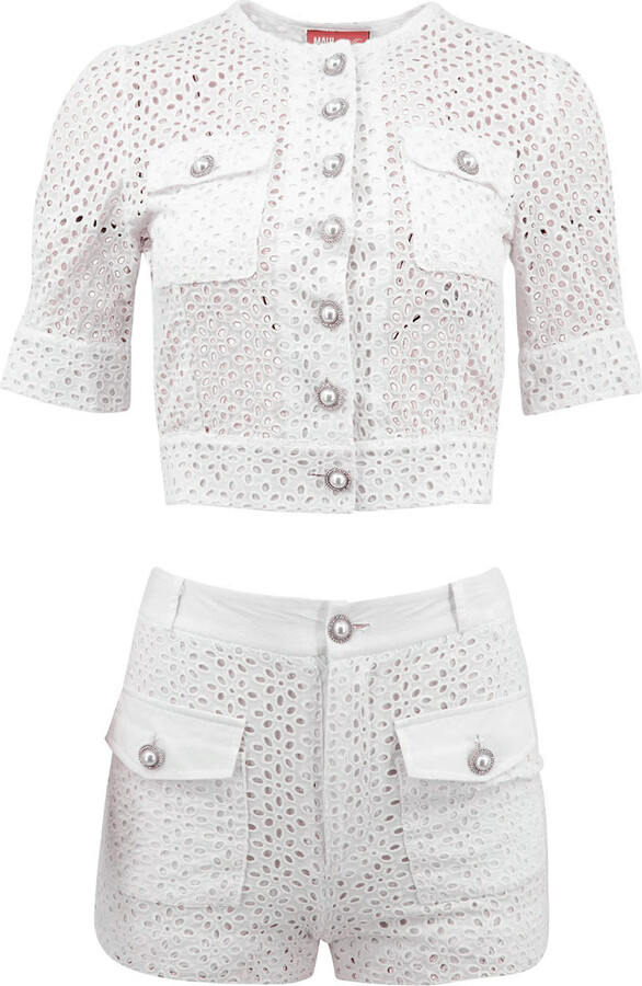 Maui X Lolita Fae White Eyelet Two-Piece Shorts Set