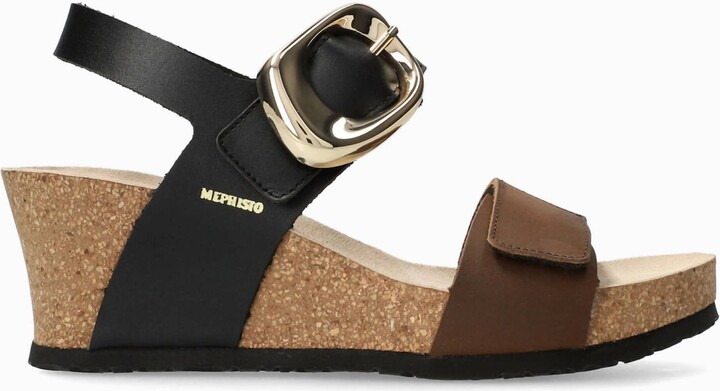 Mephisto Women's Leandre Lightweight Walking Wedge Sandal In Dark Brown