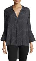 Thumbnail for your product : Halston Floral-Print Smocked-Sleeve Shirt