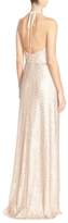 Thumbnail for your product : Amsale 'Honora' Draped Sequin Tulle Halter Gown