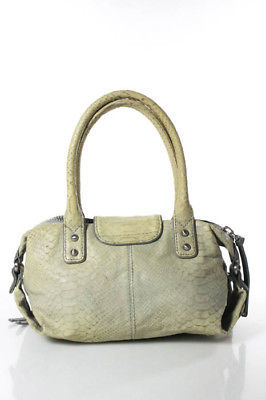 Botkier Beige Embossed Leather Silver Tone Accented Satchel