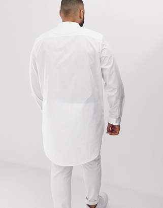ASOS Design DESIGN Plus regular fit overhead longline shirt with bib detail in white