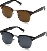 Thumbnail for your product : Zerouv Half Frame Semi-Rimless Horn Rimmed Sunglasses (2 Pack | Black/Smoke + Tortoise/Brown)