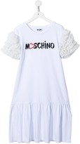 Thumbnail for your product : MOSCHINO BAMBINO TEEN logo-print ruffle-sleeve dress