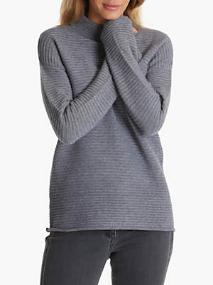 Betty Barclay Ribbed High-Neck Jumper, Middle Grey Melange