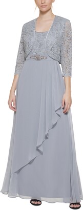 Jessica Howard Embellished Jacket & Ruffled Gown - ShopStyle Evening Dresses