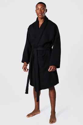 boohoo Mens Black Heavy Jersey Dressing Gown