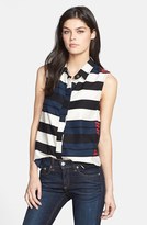 Thumbnail for your product : Rag and Bone 3856 rag & bone/JEAN 'Tent' Mixed Stripe Collared Tank