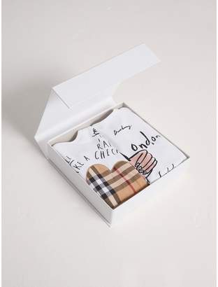 Burberry Icons and Weather Motif Cotton Two-piece Baby Gift Set
