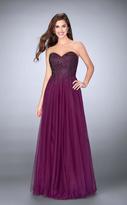 Thumbnail for your product : La Femme Rhinestone Detail Sweetheart Tulle Prom Dress 23228