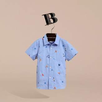 Burberry Embroidered Nautical Motif Cotton Oxford Shirt