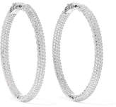 Thumbnail for your product : Kenneth Jay Lane Rhodium-plated Crystal Hoop Earrings - Silver