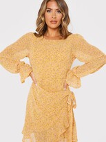 Thumbnail for your product : In The Style X Jac Jossa Floral Print Wrap Frill Mini Dress - Yellow