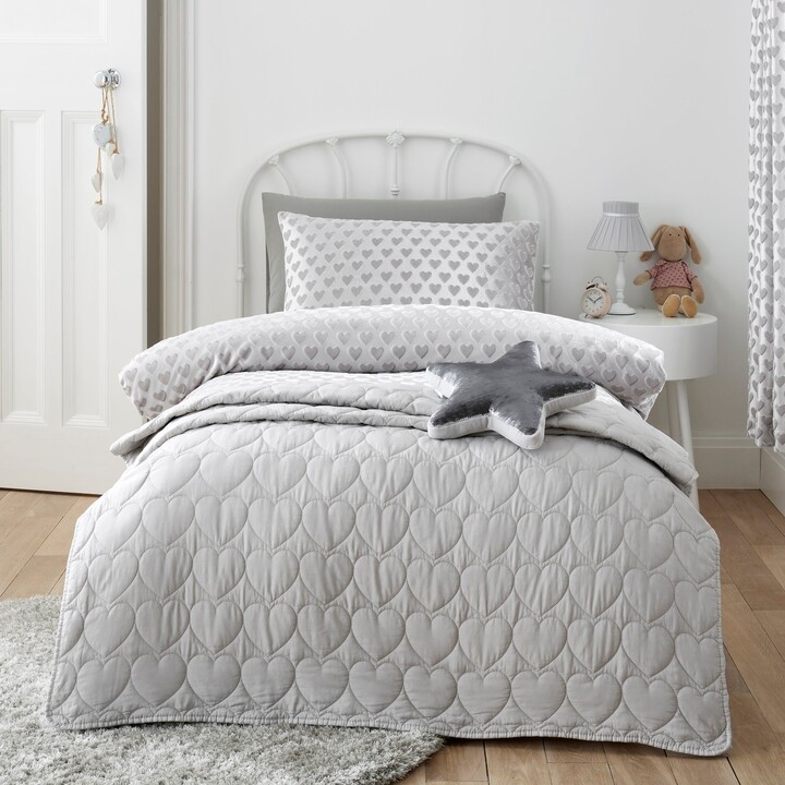 Dunelm Grey Heart Bedspread Grey ShopStyle Quilts & Coverlets