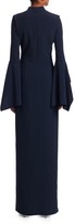 Thumbnail for your product : Halston Flounce-Sleeve Crepe V-Neck Gown