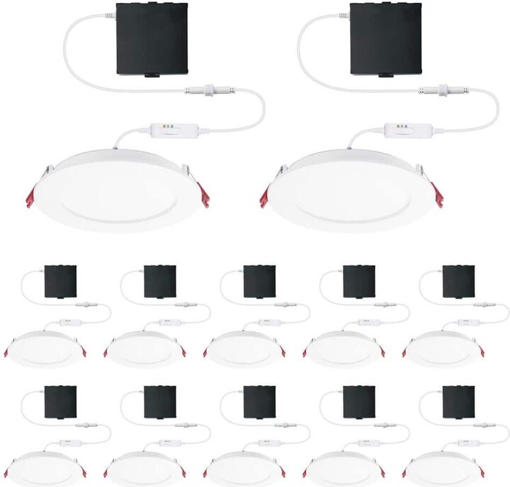 Commercial Electric Pro Value Series LED 6 in Round Adj Color Temp Canless Recessed Light for Kitchen Bath Living rooms, Wht 12-Pk