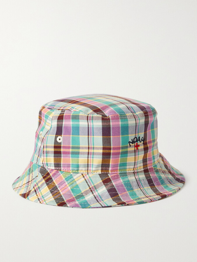 Baracuta + Noah Logo-Embroidered Checked Cotton-Twill Bucket Hat - ShopStyle