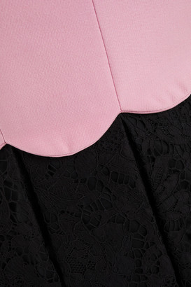 Valentino Two-tone Crepe And Corded Lace Mini Dress