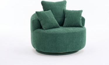 Latitude Run 360° Swivel Chair Accent Barrel Chair Upholstered Chair With Pillows For Living Room Bedroom Office