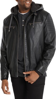 Faux Leather Jacket With Hood Men