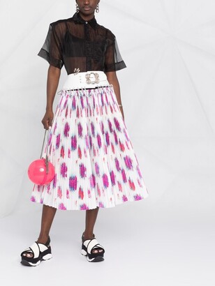 Chopova Lowena Belted-Waist Pleated Skirt