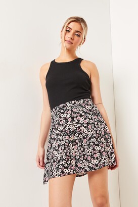 Ardene Floral Buttoned Mini Skirt