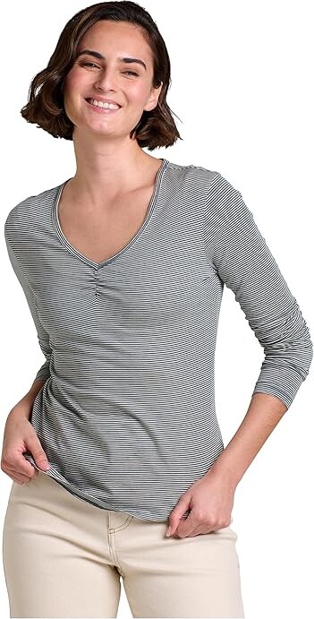 Toad&Co Rose Long Sleeve T-Shirts Women's Clothing Oatmeal Micro