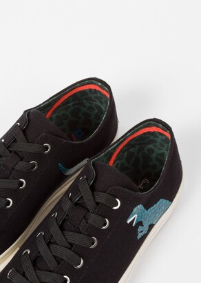 Paul Smith Women's Black Canvas 'Kinsey' Trainers With Dino Print
