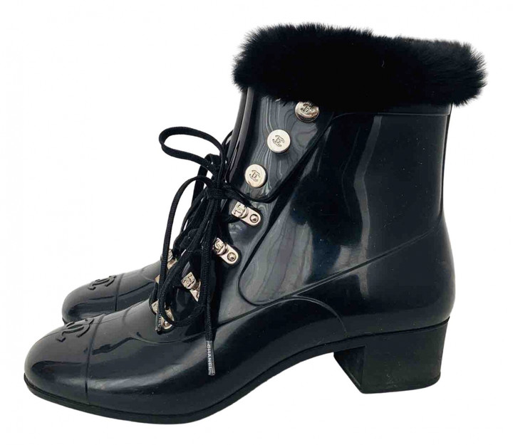 Chanel black Rubber Boots