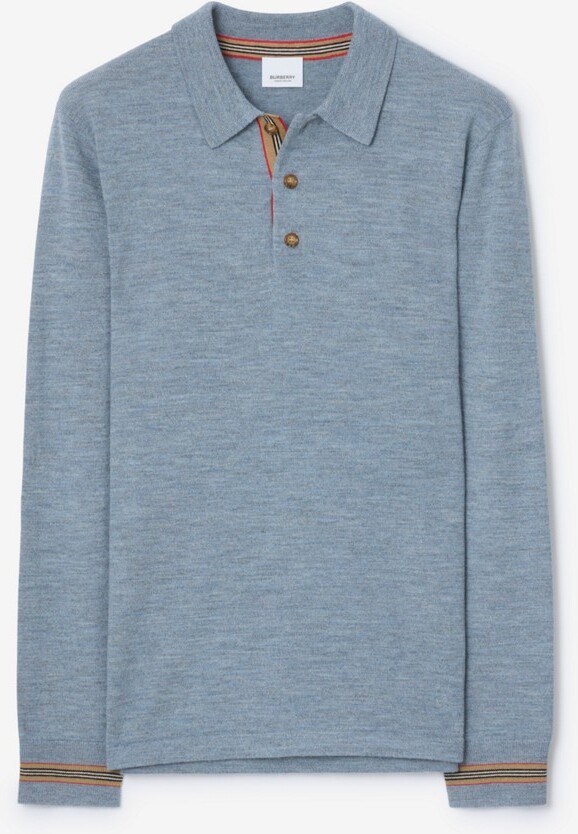 Burberry Long-sleeve Wool Polo Shirt Size: XS