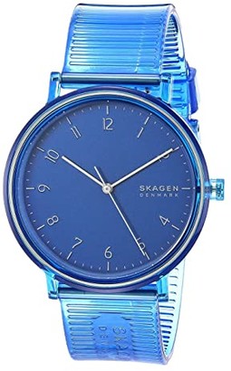 Skagen Aaren Transparent Three-Hand Watch (SKW6602 Blue Silicone) Watches
