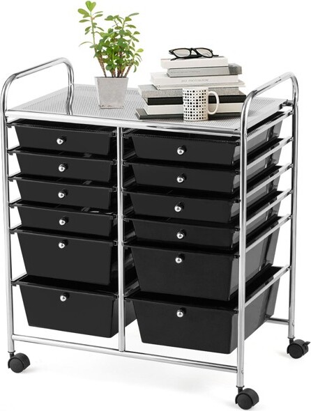 Costway 15 Drawer Rolling Storage Cart Tools Scrapbook Paper Office School  Organizer Colorful 