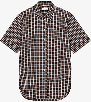 Sandro Womens Brown Oversized Checked Cotton Shirt 12